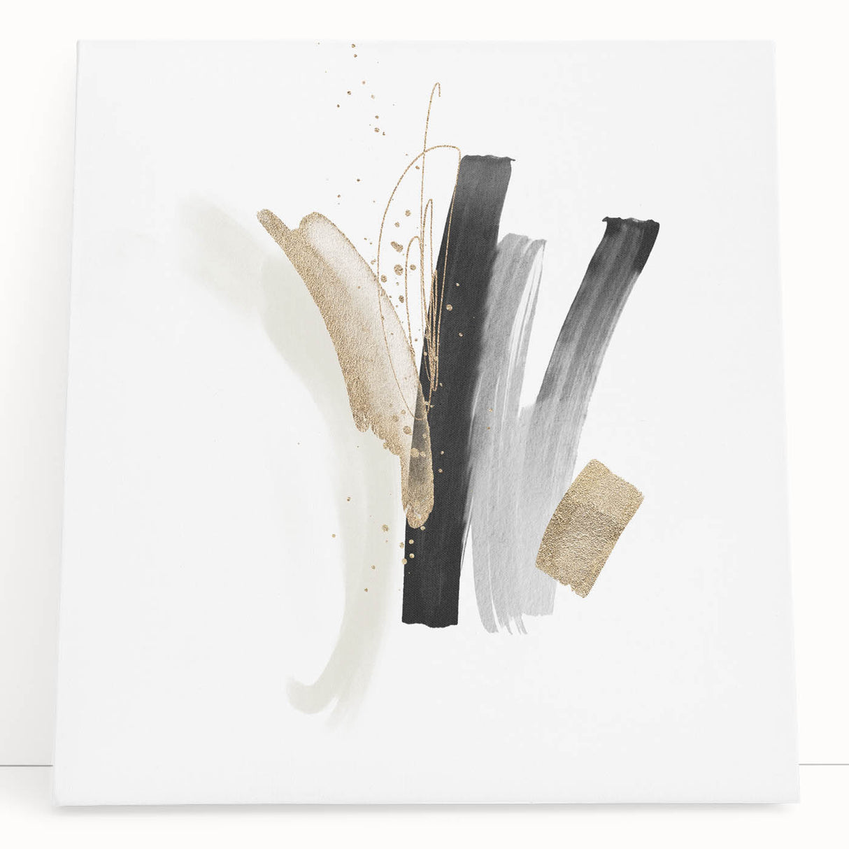 Abstract Geometric Framed Art – Minimalist Wall Decor in Black & Gold
