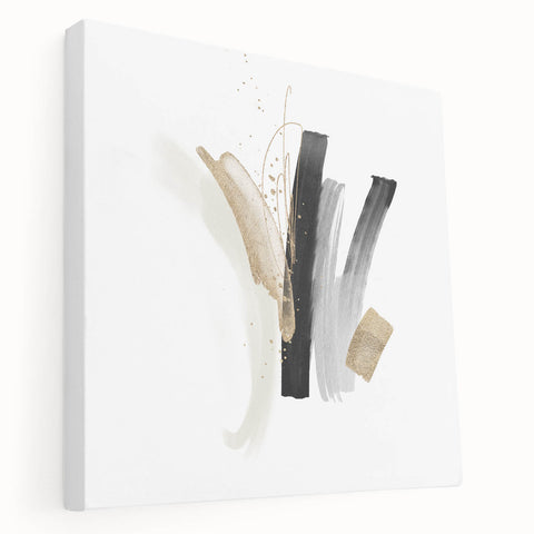 Abstract Geometric Framed Art – Minimalist Wall Decor in Black & Gold