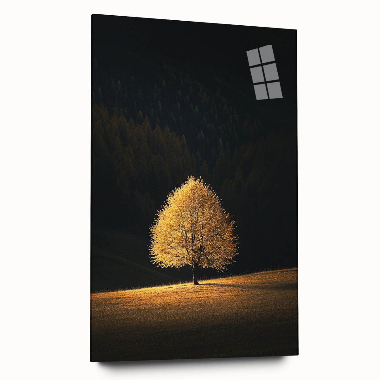 Golden Tree in Spotlight – Majestic Nature Art Print