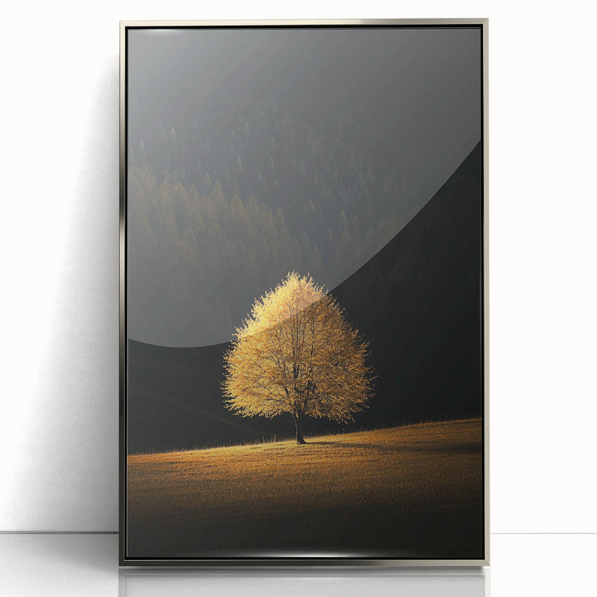 Golden Tree in Spotlight – Majestic Nature Art Print