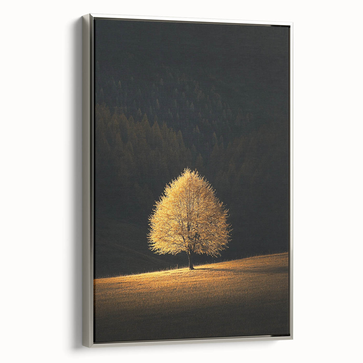 Golden Tree in Spotlight – Majestic Nature Art Print