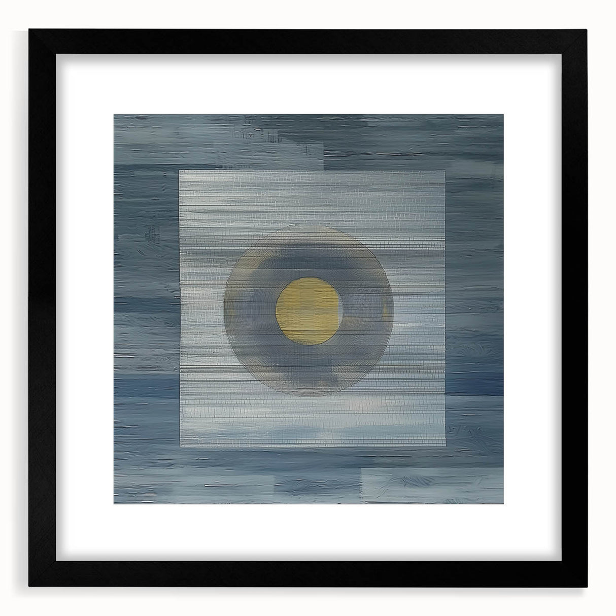 Modern Abstract Wall Art - Blue & Gold Geometric Canvas Print