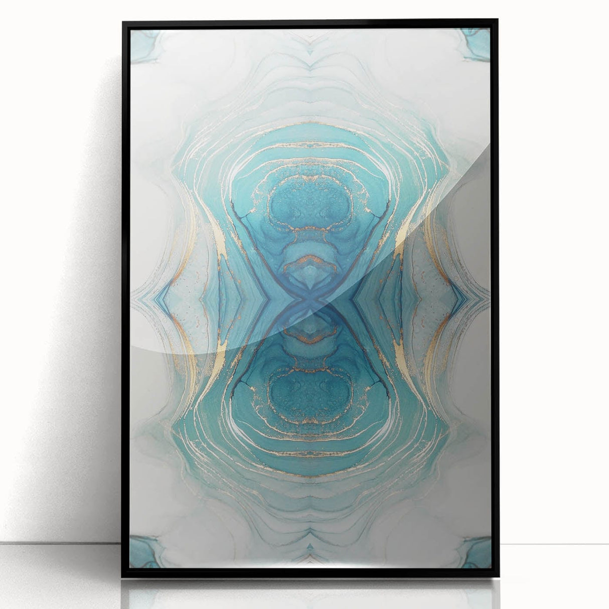 Fluid Acrylic Wall Decor – Oceanic Teal Modern Fluid Art Prints
