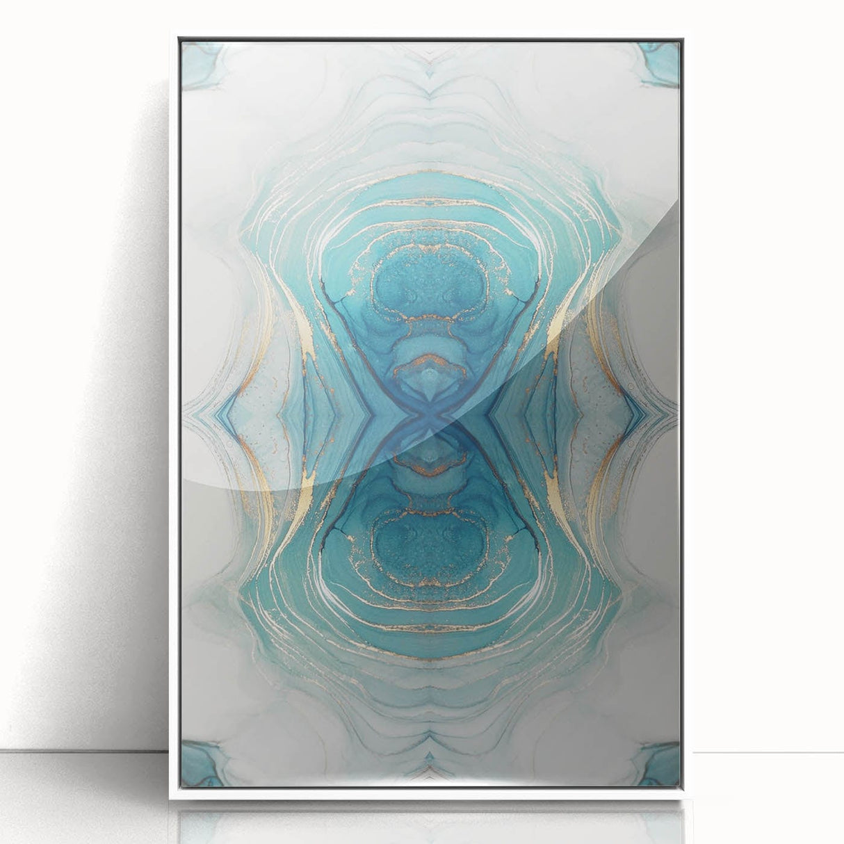 Fluid Acrylic Wall Decor – Oceanic Teal Modern Fluid Art Prints