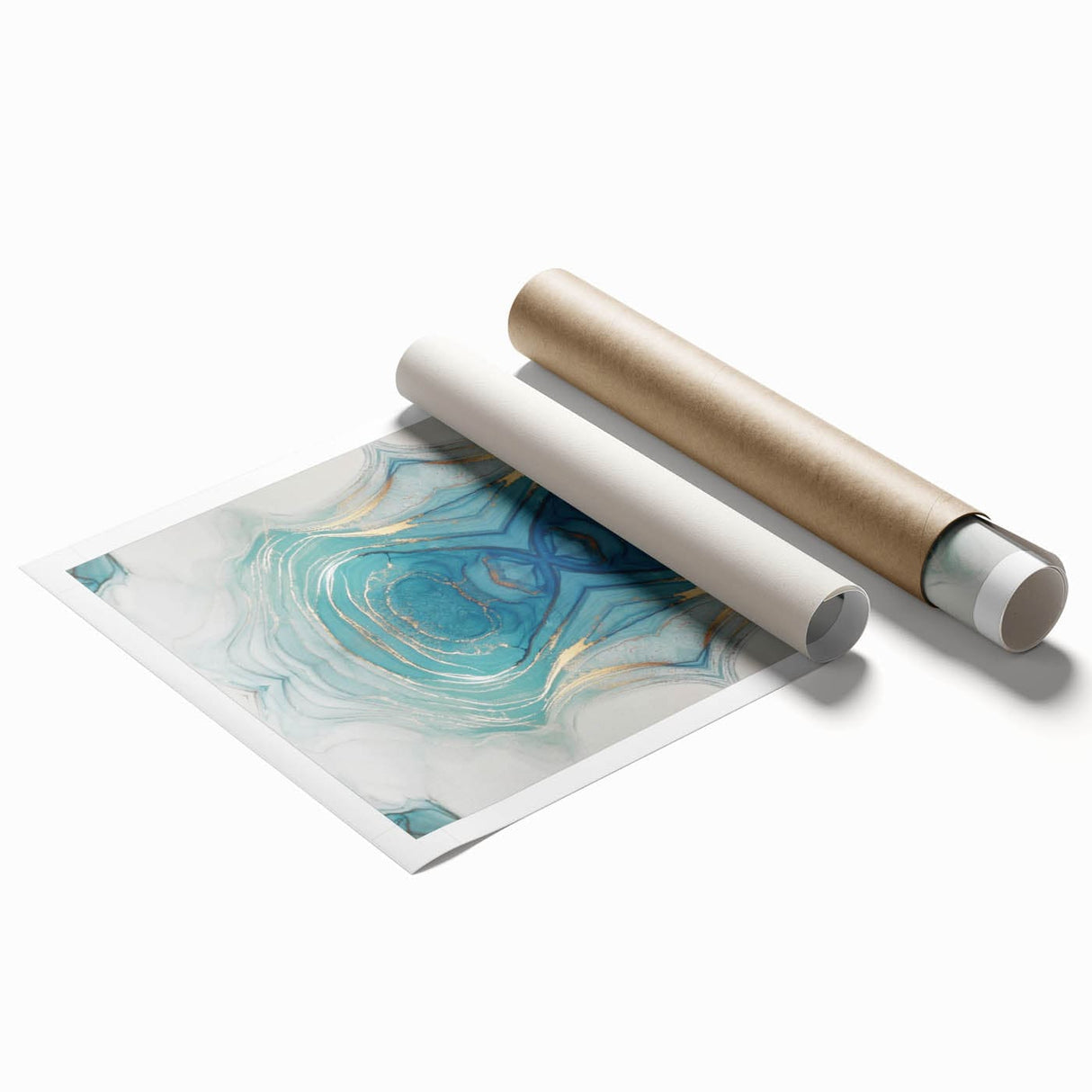 Fluid Acrylic Wall Decor – Oceanic Teal Modern Fluid Art Prints