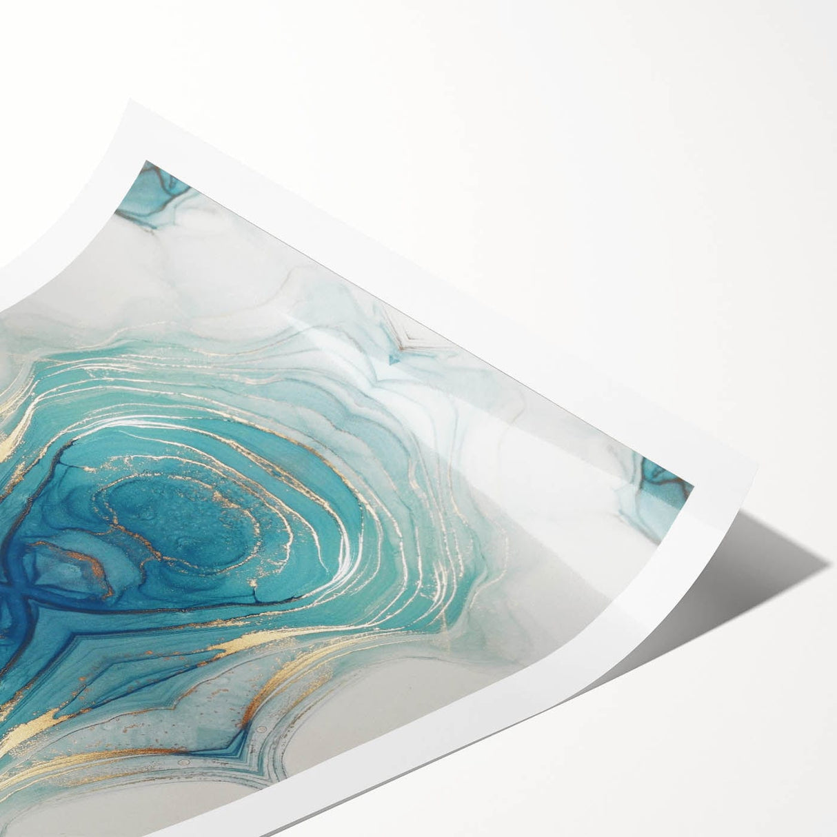 Fluid Acrylic Wall Decor – Oceanic Teal Modern Fluid Art Prints