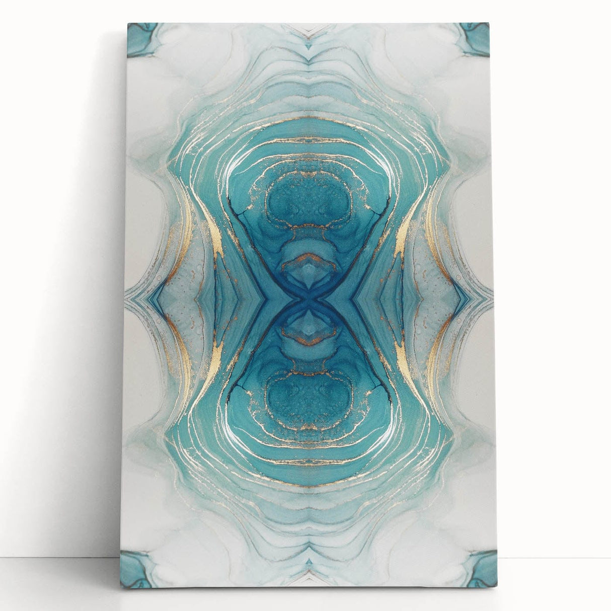Fluid Acrylic Wall Decor – Oceanic Teal Modern Fluid Art Prints