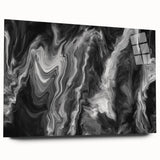 Black and White Fluid Abstract Art - Modern Swirl Canvas Print