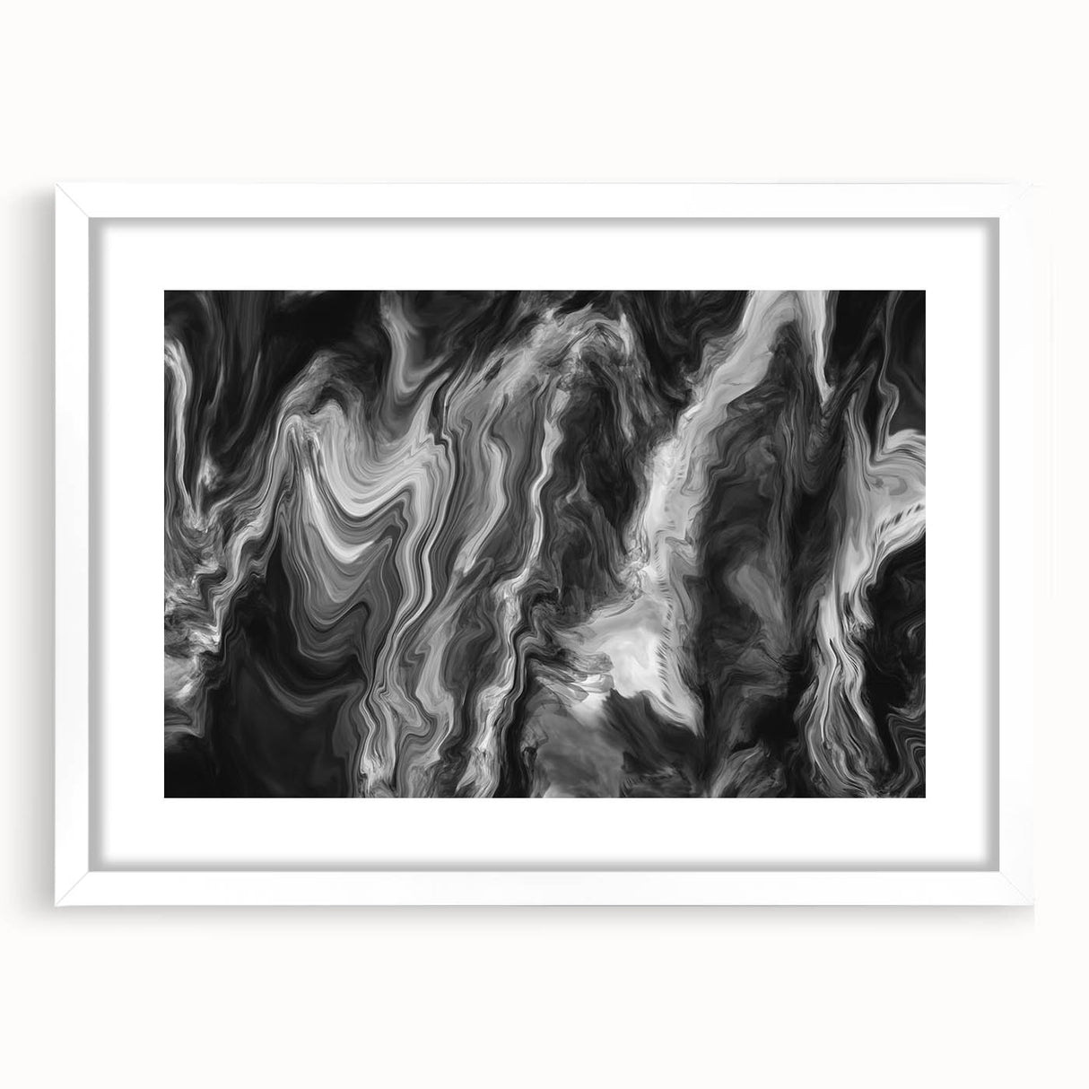 Black and White Fluid Abstract Art - Modern Swirl Canvas Print