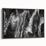 Black and White Fluid Abstract Art - Modern Swirl Canvas Print