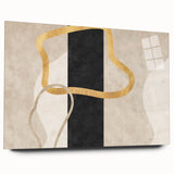 Earthen Harmony Abstracts – Minimalist Black and Gold Wall Art