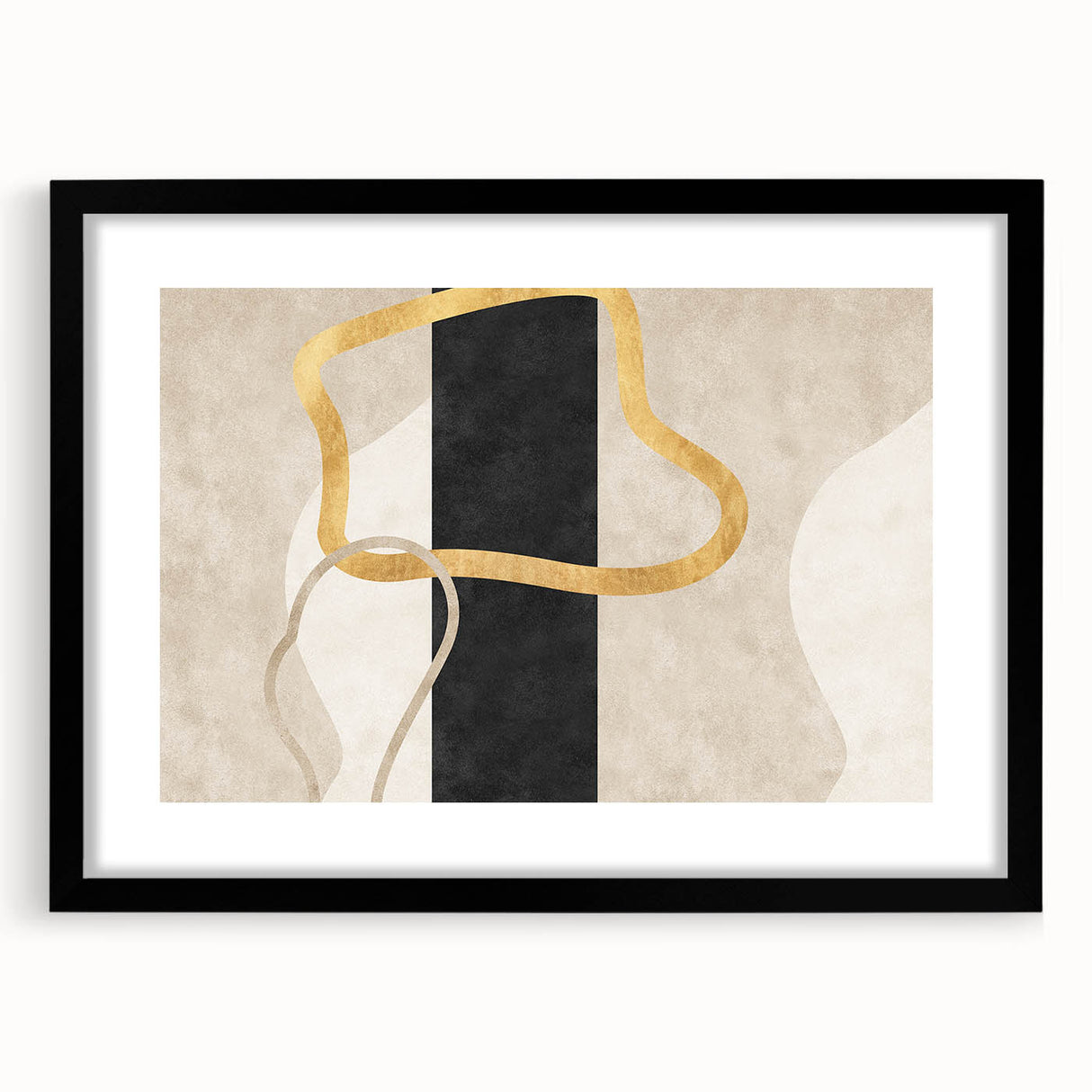 Earthen Harmony Abstracts – Minimalist Black and Gold Wall Art