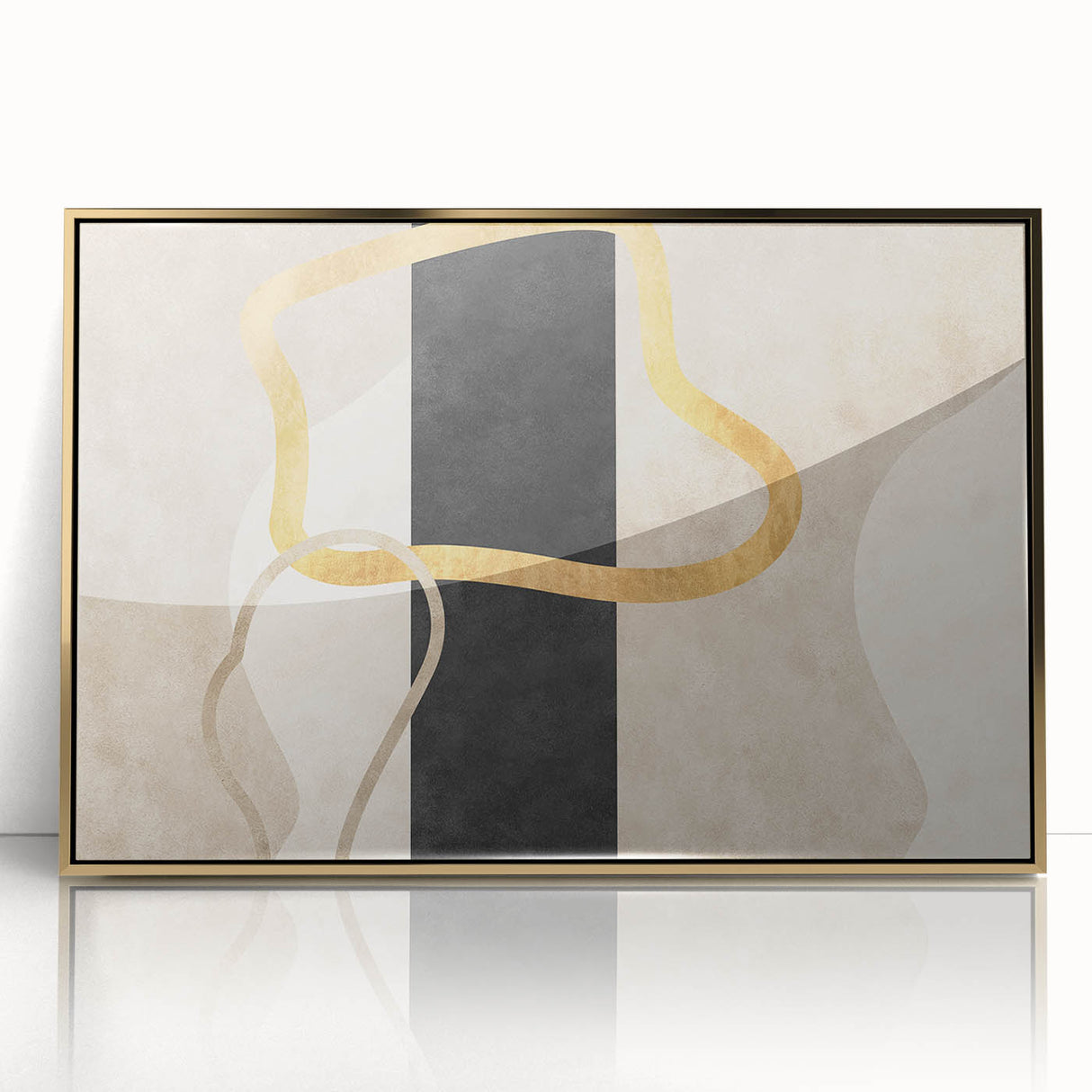 Earthen Harmony Abstracts – Minimalist Black and Gold Wall Art