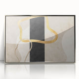 Earthen Harmony Abstracts – Minimalist Black and Gold Wall Art