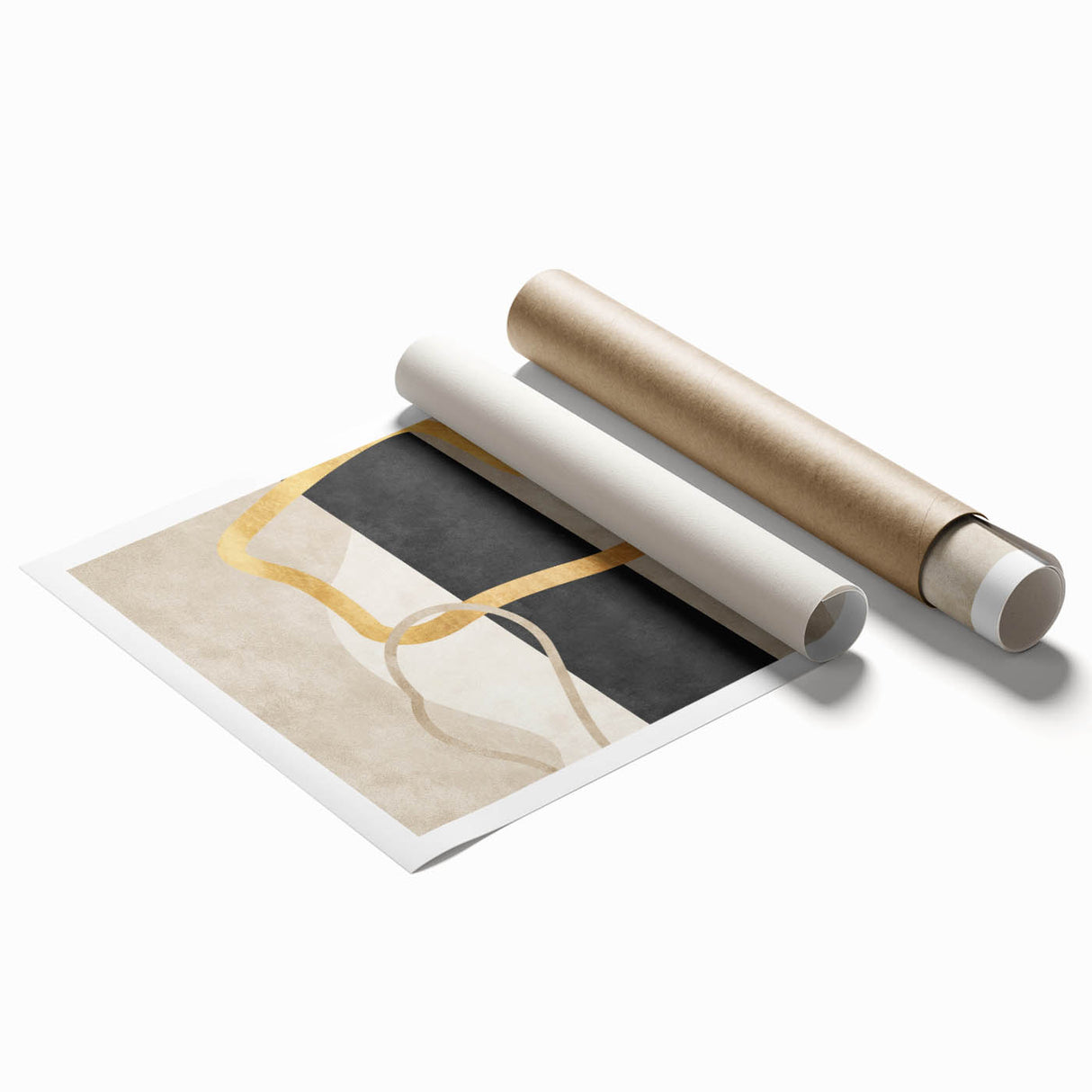 Earthen Harmony Abstracts – Minimalist Black and Gold Wall Art