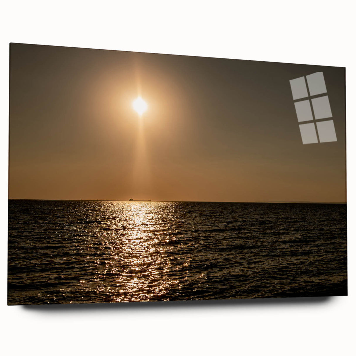 Modern Minimalist Landscape Prints – Golden Sun Over Ocean Horizon