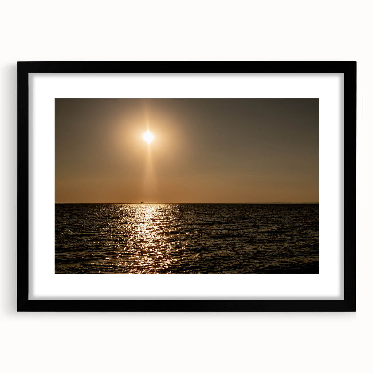 Modern Minimalist Landscape Prints – Golden Sun Over Ocean Horizon