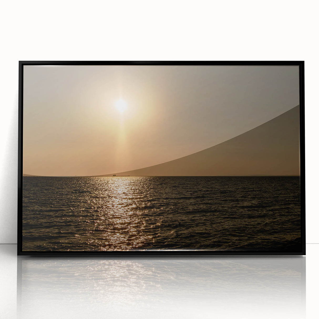 Modern Minimalist Landscape Prints – Golden Sun Over Ocean Horizon