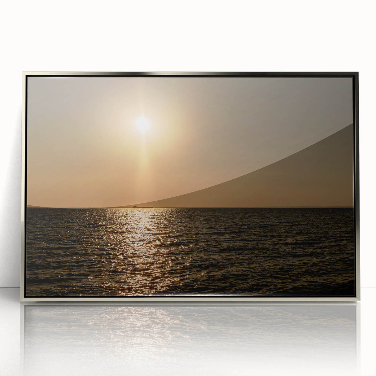 Modern Minimalist Landscape Prints – Golden Sun Over Ocean Horizon