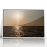 Modern Minimalist Landscape Prints – Golden Sun Over Ocean Horizon