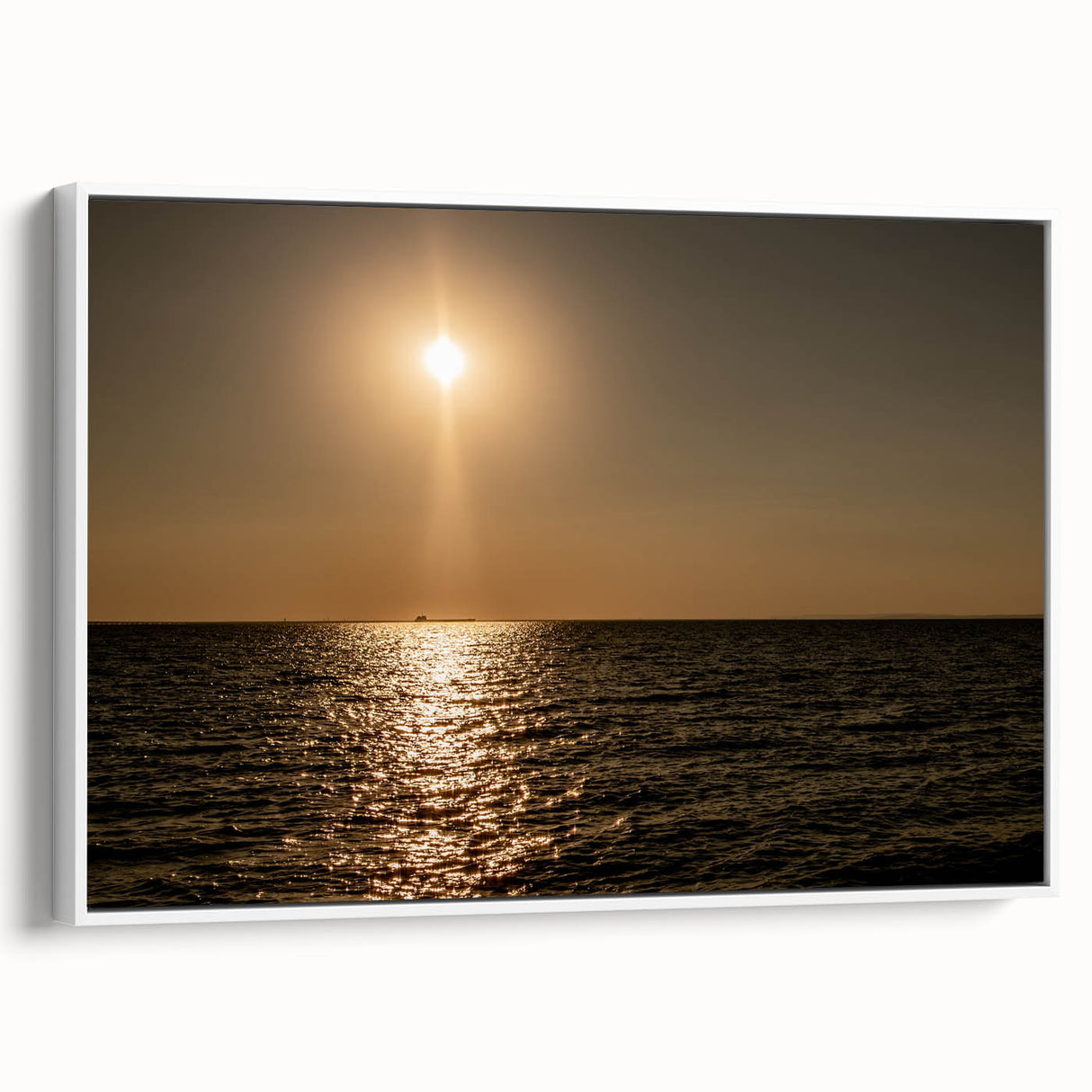 Modern Minimalist Landscape Prints – Golden Sun Over Ocean Horizon