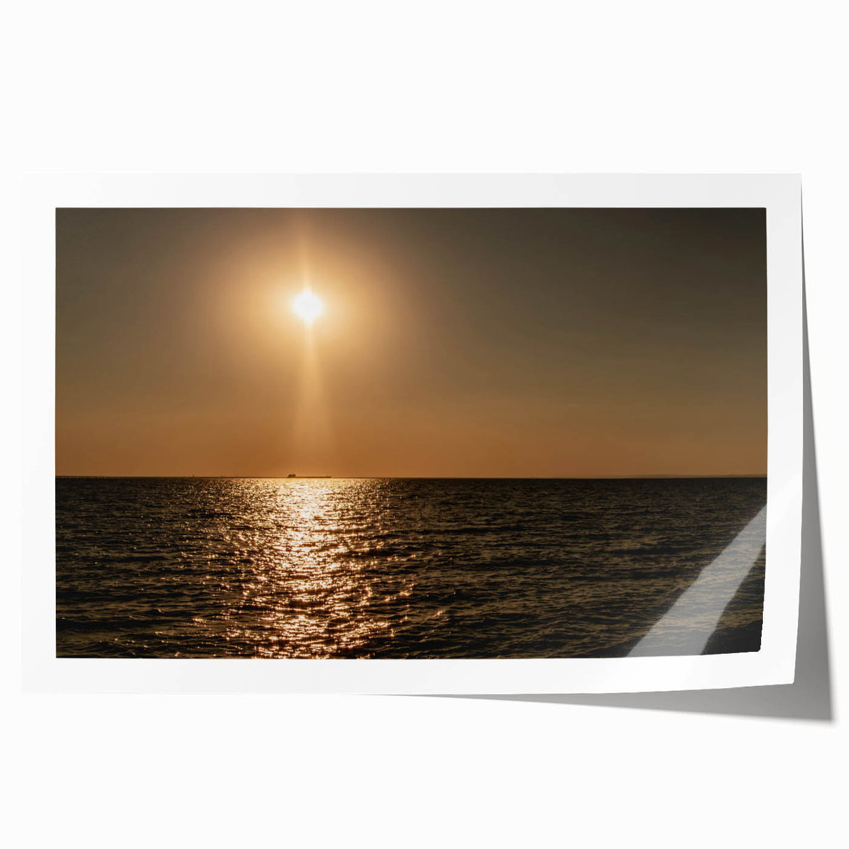 Modern Minimalist Landscape Prints – Golden Sun Over Ocean Horizon