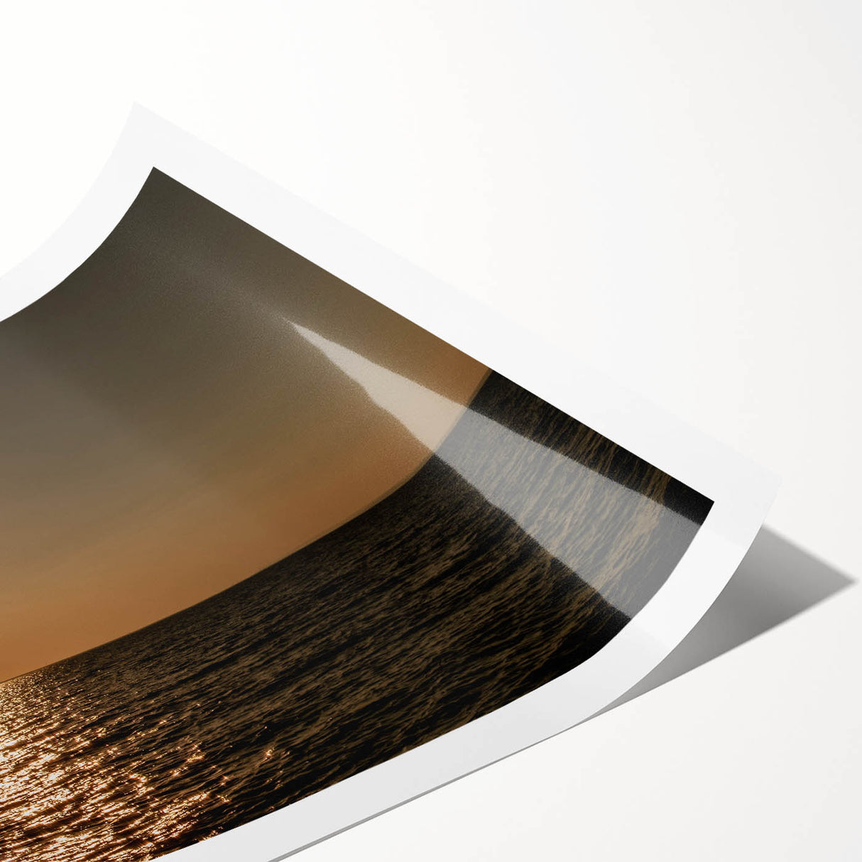 Modern Minimalist Landscape Prints – Golden Sun Over Ocean Horizon
