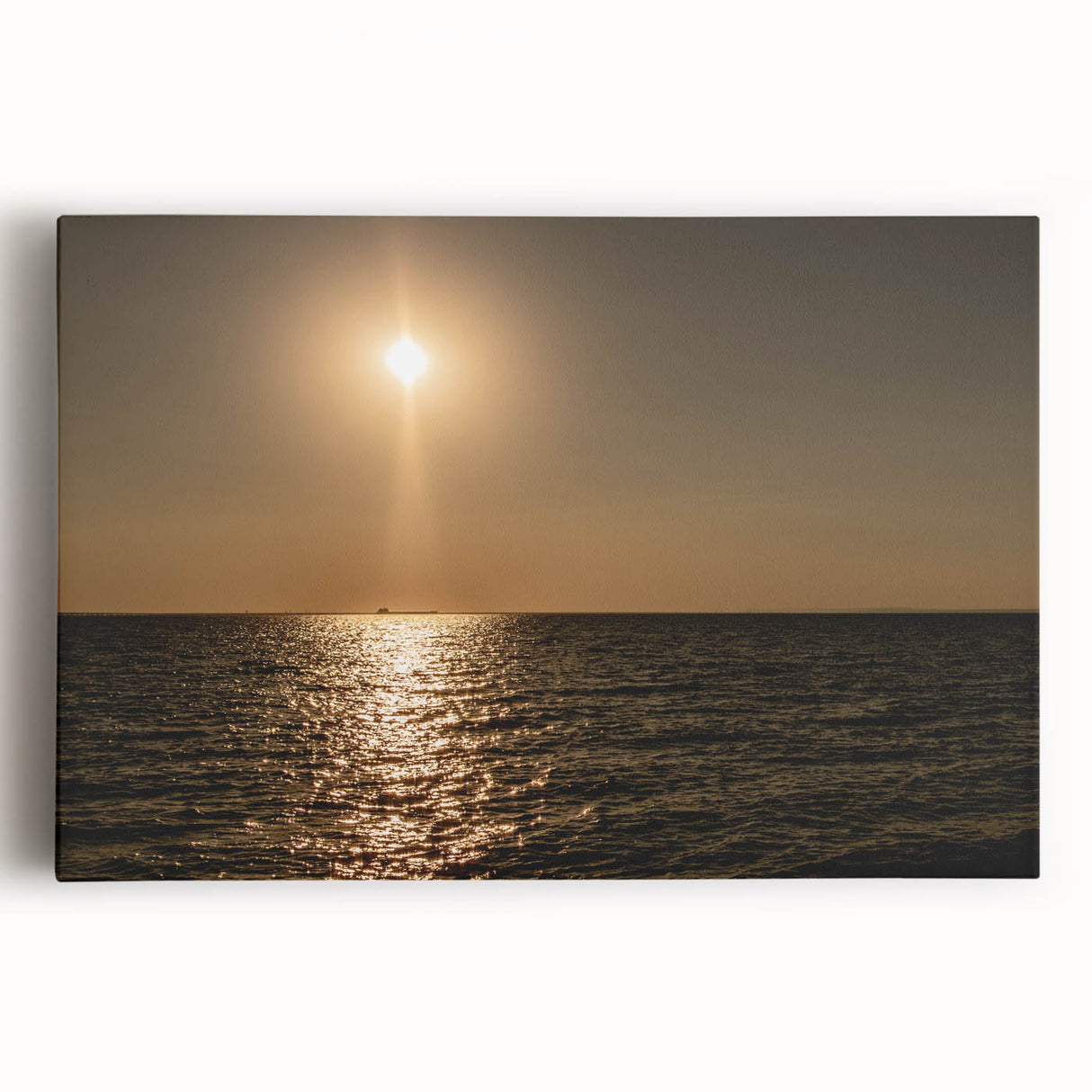 Modern Minimalist Landscape Prints – Golden Sun Over Ocean Horizon