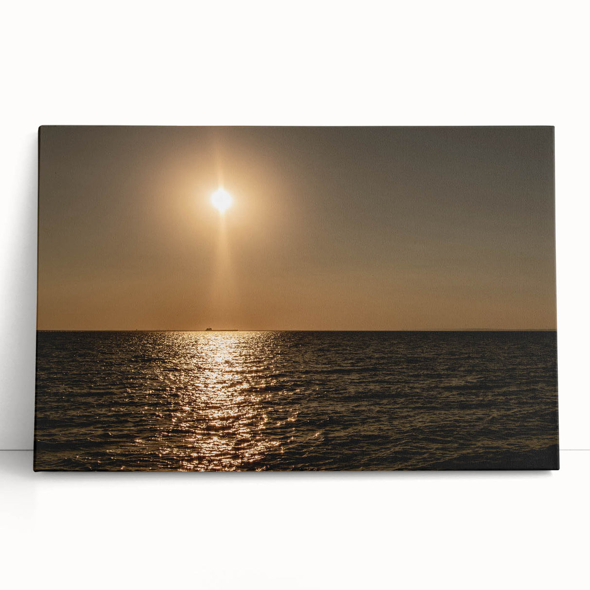 Modern Minimalist Landscape Prints – Golden Sun Over Ocean Horizon