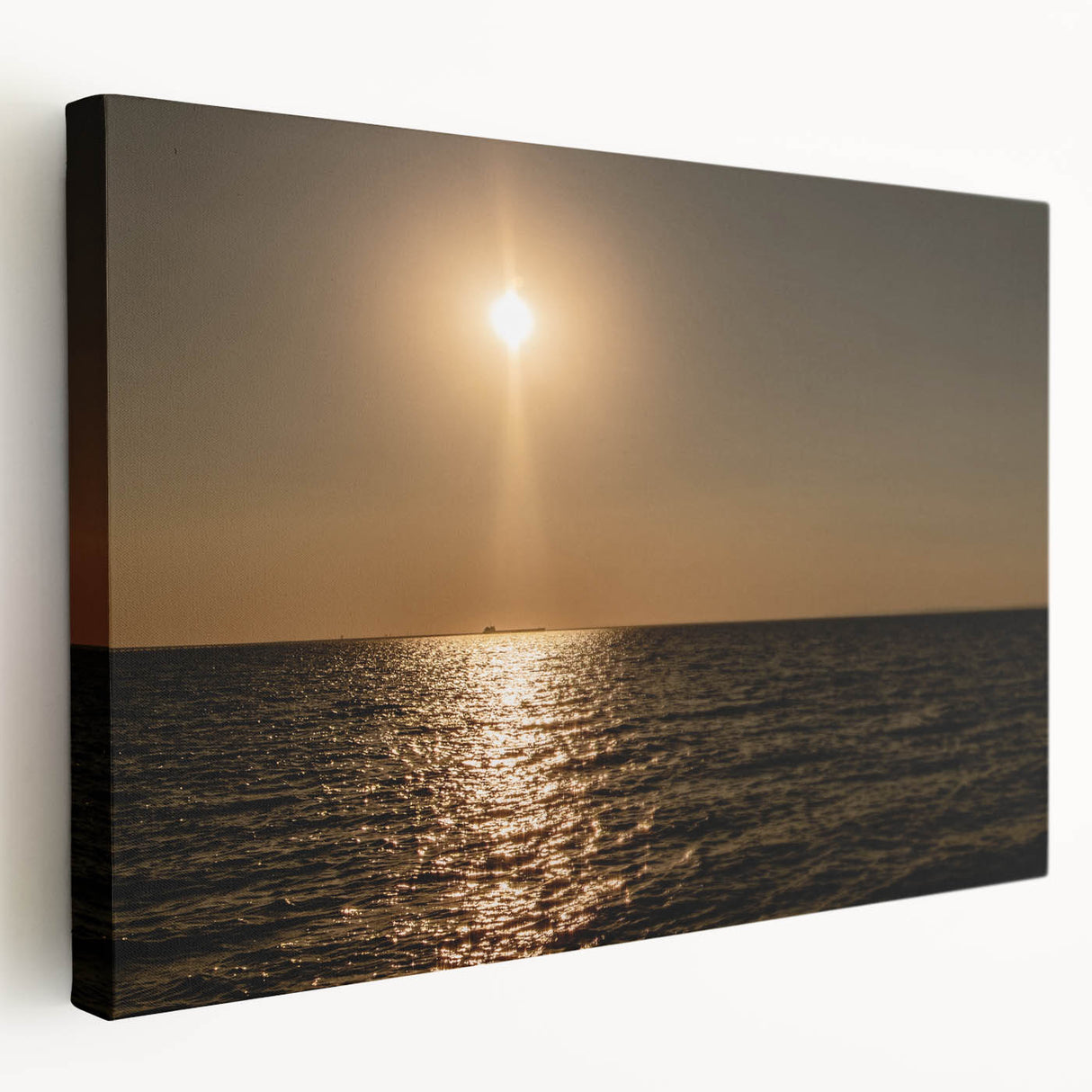 Modern Minimalist Landscape Prints – Golden Sun Over Ocean Horizon