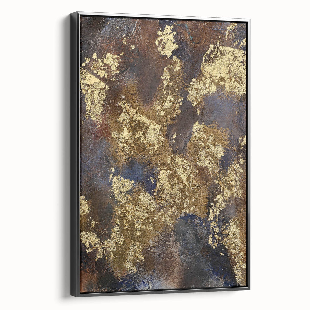 Modern Abstract Paintings – Moody Gold & Brown Metallic Canvas