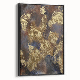 Modern Abstract Paintings – Moody Gold & Brown Metallic Canvas