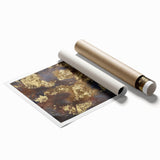 Modern Abstract Paintings – Moody Gold & Brown Metallic Canvas