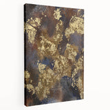 Modern Abstract Paintings – Moody Gold & Brown Metallic Canvas