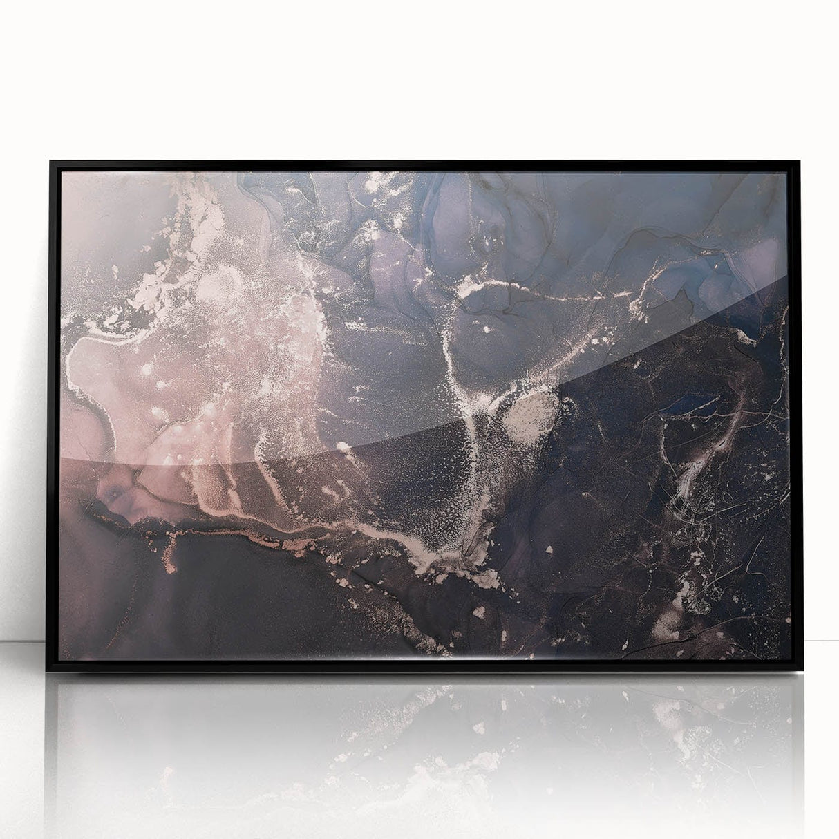 Metallic Midnight Flow – Fluid Abstract Wall Art on Canvas