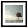 Serene Tree & Bench by the Water – Tranquil Nature Art Print