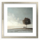 Serene Tree & Bench by the Water – Tranquil Nature Art Print