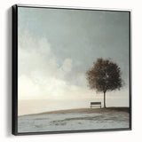Serene Tree & Bench by the Water – Tranquil Nature Art Print