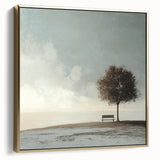 Serene Tree & Bench by the Water – Tranquil Nature Art Print