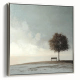 Serene Tree & Bench by the Water – Tranquil Nature Art Print