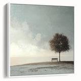 Serene Tree & Bench by the Water – Tranquil Nature Art Print