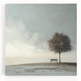Serene Tree & Bench by the Water – Tranquil Nature Art Print