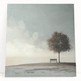 Serene Tree & Bench by the Water – Tranquil Nature Art Print
