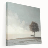 Serene Tree & Bench by the Water – Tranquil Nature Art Print