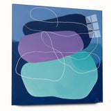 Geometric Abstract Paintings - Purple & Teal Modern Wall Art