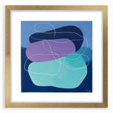 Geometric Abstract Paintings - Purple & Teal Modern Wall Art