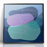 Geometric Abstract Paintings - Purple & Teal Modern Wall Art