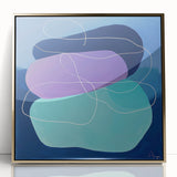 Geometric Abstract Paintings - Purple & Teal Modern Wall Art