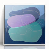 Geometric Abstract Paintings - Purple & Teal Modern Wall Art