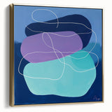Geometric Abstract Paintings - Purple & Teal Modern Wall Art